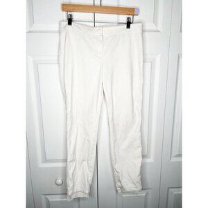 Lafayette 148 Manhattan Slim White Cotton Blend Step Hem Pants Women's Size 6